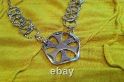 Artist made Unusual sterling silver and 14k gold filled rocker necklace