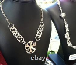 Artist made Unusual sterling silver and 14k gold filled rocker necklace
