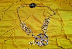 Artist made Unusual sterling silver and 14k gold filled rocker necklace
