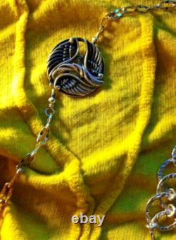 Artist made Unusual sterling silver and 14k gold filled rocker necklace
