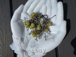 Artist made, sterling silver and green glass contempory bracelet