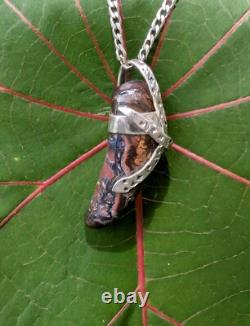 Australian Boulder Opal Hand Made Sterling Silver Snake Necklace. A1a