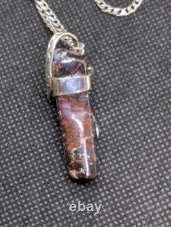 Australian Boulder Opal Hand Made Sterling Silver Snake Necklace. A1a