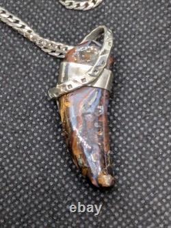 Australian Boulder Opal Hand Made Sterling Silver Snake Necklace. A1a