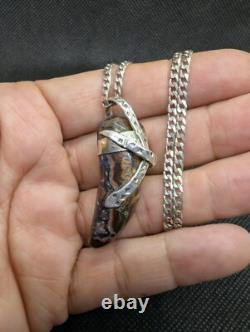 Australian Boulder Opal Hand Made Sterling Silver Snake Necklace. A1a