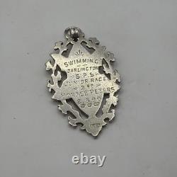 Australian Made Sterling Silver and Solid Gold Fob Medal Swimming Darlington 925
