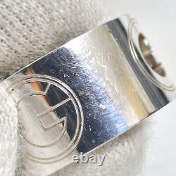 Auth Vintage GUCCI G Logo Cut-out Ring Sterling Silver 925 US 6.25 Sz Made Italy