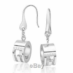 Authentic GUCCI Made In Italy Sterling Silver G Ring Drop Earrings NIB $520