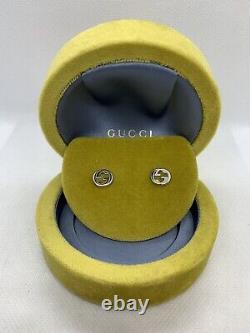 Authentic Gucci Double G Sterling Silver Stud Earrings! Made In Italy (1680FI)