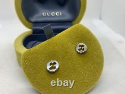 Authentic Gucci Double G Sterling Silver Stud Earrings! Made In Italy (1680FI)