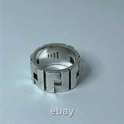 Authentic Gucci Logo Heavy Sterling Silver Band Ring size 8.75 Made in Italy