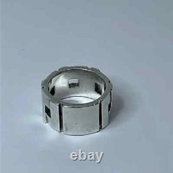 Authentic Gucci Logo Heavy Sterling Silver Band Ring size 8.75 Made in Italy