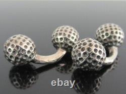 Authentic HERMES Made in France Sterling Silver 925 Vintage Golf Ball Cufflinks