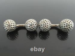 Authentic HERMES Made in France Sterling Silver 925 Vintage Golf Ball Cufflinks