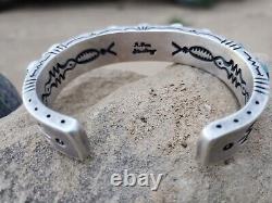 Authentic Navajo-made Sterling Silver Mens 9 Stone Kingman Turquoise Bracelet