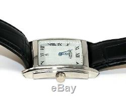Authentic Rotary Mens Silver Guilloche Swiss Made Watch GS42829/01 Black Leather