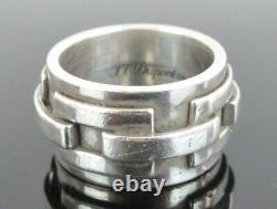 Authentic S. T. Dupont Made in Italy Sterling Silver 925 Wide Band Ring US Size 9