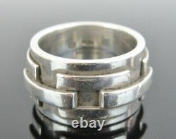Authentic S. T. Dupont Made in Italy Sterling Silver 925 Wide Band Ring US Size 9