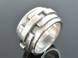 Authentic S. T. Dupont Made in Italy Sterling Silver 925 Wide Band Ring US Size 9