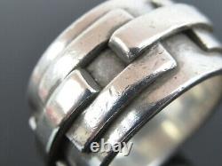 Authentic S. T. Dupont Made in Italy Sterling Silver 925 Wide Band Ring US Size 9