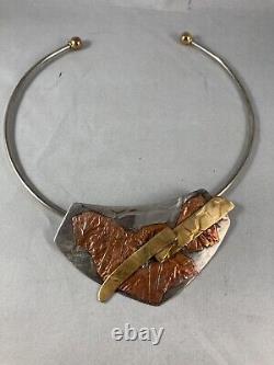 Autumn Walker Sterling Silver Gold Copper Hand Made Choker Brooch Metalphors