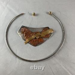 Autumn Walker Sterling Silver Gold Copper Hand Made Choker Brooch Metalphors