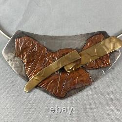 Autumn Walker Sterling Silver Gold Copper Hand Made Choker Brooch Metalphors