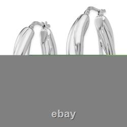 Avariah Sterling Silver Polished Hoop Earrings 39mm Made In Italy