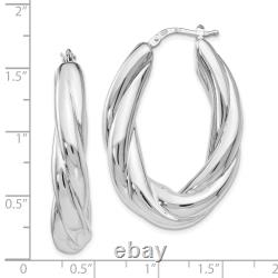 Avariah Sterling Silver Polished Hoop Earrings 39mm Made In Italy