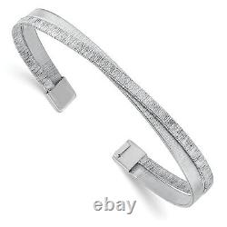 Avariah Sterling Silver Textured Bangle Made In Italy