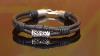 B 201 Aussie Made Sterling Silver Leather Surf Wristband Bangle Men S Bracelet