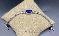 BA-Sterling Silver Foxtail Lapis Adjustable Toggle Bracelet-MADE IN INDONESIA