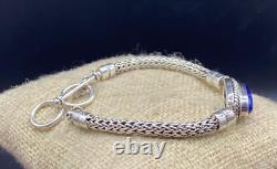 BA-Sterling Silver Foxtail Lapis Adjustable Toggle Bracelet-MADE IN INDONESIA