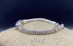 BA-Sterling Silver Foxtail Lapis Adjustable Toggle Bracelet-MADE IN INDONESIA
