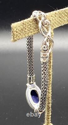 BA-Sterling Silver Foxtail Lapis Adjustable Toggle Bracelet-MADE IN INDONESIA