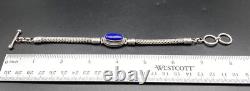 BA-Sterling Silver Foxtail Lapis Adjustable Toggle Bracelet-MADE IN INDONESIA
