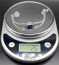 BA-Sterling Silver Foxtail Lapis Adjustable Toggle Bracelet-MADE IN INDONESIA