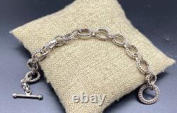 BA-Sterling Silver Oval Knobby Rope Textured Toggle Bracelet-MADE IN INDONESIA