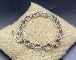 BA-Sterling Silver Oval Knobby Rope Textured Toggle Bracelet-MADE IN INDONESIA