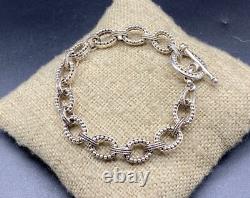 BA-Sterling Silver Oval Knobby Rope Textured Toggle Bracelet-MADE IN INDONESIA