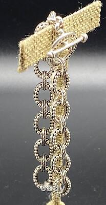 BA-Sterling Silver Oval Knobby Rope Textured Toggle Bracelet-MADE IN INDONESIA