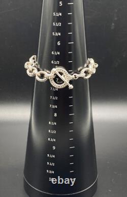 BA-Sterling Silver Oval Knobby Rope Textured Toggle Bracelet-MADE IN INDONESIA