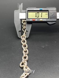 BA-Sterling Silver Oval Knobby Rope Textured Toggle Bracelet-MADE IN INDONESIA