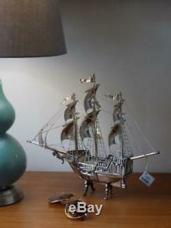 BIG Vintage Sterling Silver 925 Made in Spain Sailing Ship, Playen Brand, Stamp