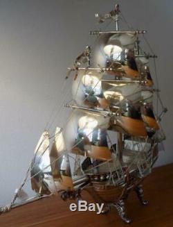 BIG Vintage Sterling Silver 925 Made in Spain Sailing Ship, Playen Brand, Stamp