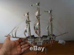 BIG Vintage Sterling Silver 925 Made in Spain Sailing Ship, Playen Brand, Stamp