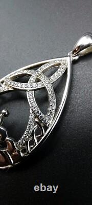 BORU Trinity Teardrop Claddagh Pendant Sterling Silver 925 made In Ireland