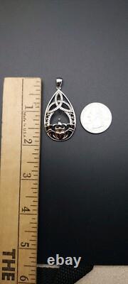 BORU Trinity Teardrop Claddagh Pendant Sterling Silver 925 made In Ireland