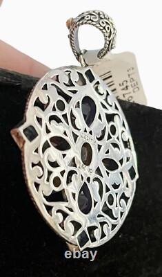Balinese Design Sterling Silver GOLDEN TOPAZ Scroll Pendant Hand Made Art