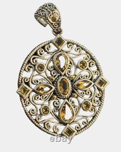 Balinese Design Sterling Silver GOLDEN TOPAZ Scroll Pendant Hand Made Art